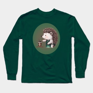 Hedgehog Barista Long Sleeve T-Shirt